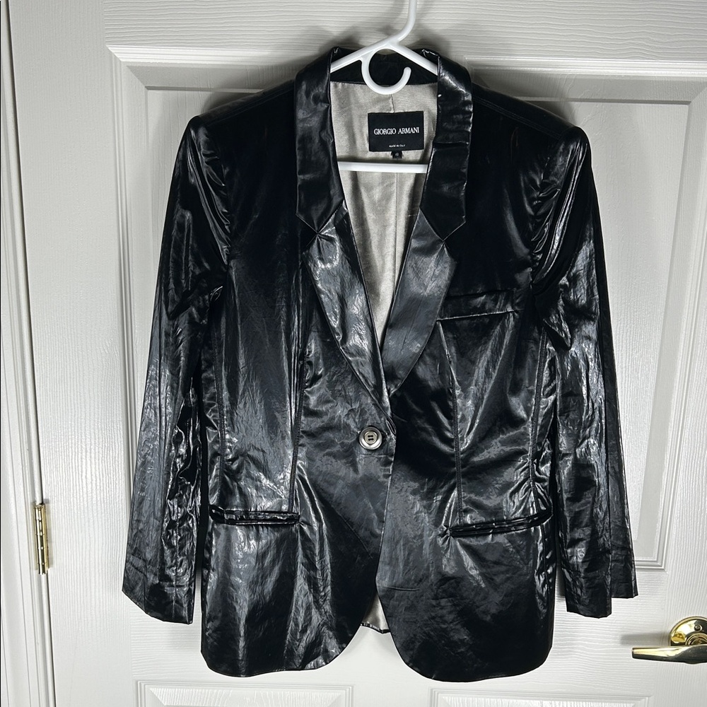 Giorgio Armani Shiny Black Women's Blazer - Picture 4 of 4